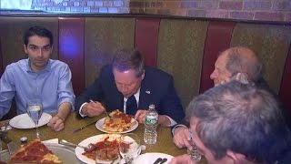 Kasich eats New York pizza with a fork [upl. by Matronna486]