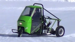 APE Car Drifting on Snow with Motorbike Engines Swap  Livigno Ice Track [upl. by Zsa411]