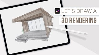 How to Draw a 3D House Rendering using Procreates Perspective Guide with Draw Assist [upl. by Valerio]