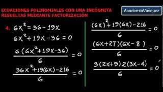 Ecuaciones Polinomiales con una Incógnita Resueltas mediante Factorización Parte 2 [upl. by Wolsniw]