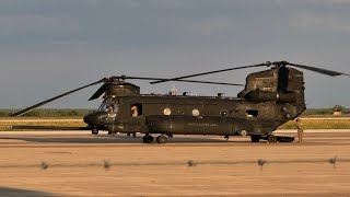 160th SOAR quotNight Stalkersquot MH47G Chinook start up taxi out and departure 9524 [upl. by Leinehtan]