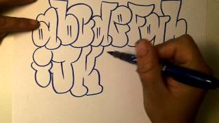 how2art how to draw graffiti alphabet throwies [upl. by Adianez]