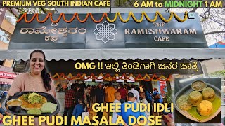 Experience The Rameshwaram Cafe Bengaluru  ghee pudi idli  masala dosa  South indian food review [upl. by Rehotsirhc]