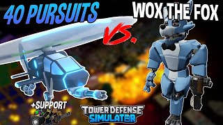 40 PURSUITS VS WOX Tower Defense Simulator  ROBLOX [upl. by Johnathon]