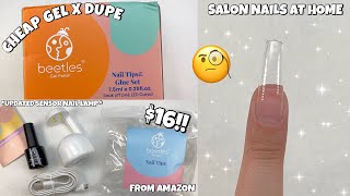 TRYING BEETLES 16 GEL X DUPE NAIL STARTER KIT FROM AMAZON  EASY amp AFFORDABLE NAILS AT HOME [upl. by Kele]