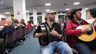 Flight delayed so famous Irish musicians play for the passengers in jam session [upl. by Tnarud]