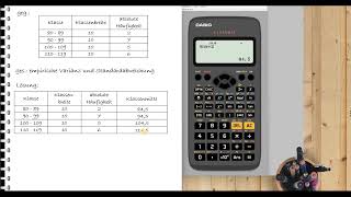 Beispiel Berechnung der empirischen Standardabweichung bei geg Klasseneinteilung CASIO fx87DE [upl. by Masterson411]