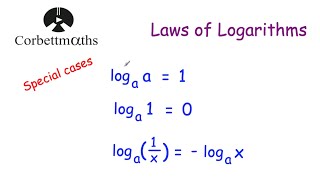 Logarithms Special Cases  Corbettmaths [upl. by Aerdnaed]