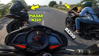 NS200 vs N250 vs RS200⚡️  HIGHWAY BATTLE💥  TOPEND  CLOSE CALLS [upl. by Mialliw964]