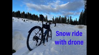 Winter cycling with drone in the forest in Norway [upl. by Gelasias]