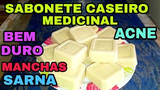 SABONETE CASEIRO EM BARRA BEM DURO MEDICINAL PRA ACNE MANCHAS SARNA [upl. by Sucul]