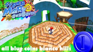 all blue coins in bianco hills super mario sunshine blue coin guide part 1 [upl. by Edda]