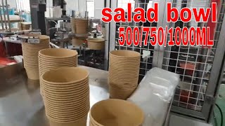 kraft salad bowl making machine round food container machine 1000ML paper bowl [upl. by Eseer]