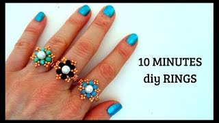 10 minutes DIY RINGS Beading tutorials How to make rings [upl. by Llerej984]