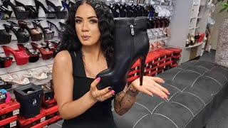 Rose Tries Out Vocosi Black Faux Leather 6 Inch High Heel Ankle Boots with Red Underside [upl. by Gnod582]