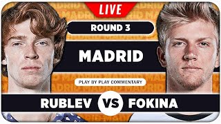 RUBLEV vs FOKINA • ATP Madrid 2024 • LIVE Tennis PlaybyPlay Stream [upl. by Neeham298]