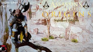 Assassins Creed Origins Part 21 of 27 Region Libue Nightmare Difficulty No Commentary [upl. by Yasmeen761]