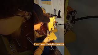 Stitching a Knife Sheath Belt Loop leathercraft knifesheath knife [upl. by Ineslta]