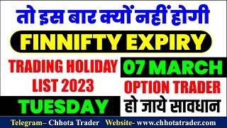 07 March Holiday   Share Market Holidays 2023  Trading Holiday  Holi Chhutti  Finnifty Expiry [upl. by Calabrese]