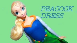 DIY Frozen Elsa Barbie Play Doh Ball Gown Dress PEACOCK [upl. by Jory525]