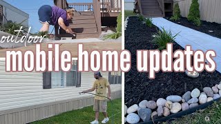 NEWOUTDOOR MOBILE HOME UPDATES  new landscaping  outdoor mobile home makeover  TRANSFORMATION ✨ [upl. by Ysnat923]