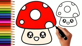 Mushroom Drawing Painting amp Coloring For Kids and Toddlers Child Art [upl. by Eillas]