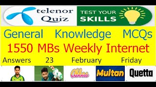 23 February 2024 Telenor Questions and Answers  My Telenor Questions Today  General Knowledge MCQs [upl. by Ellenwahs]