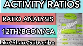 Ratio Analysis  Activity ratios [upl. by Paschasia684]