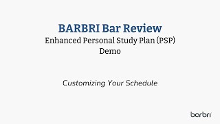 BARBRI  Personal Study Plan — Customize Schedule amp My Assignments [upl. by Odnanreh]