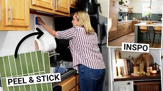 TINY 49 Sq Ft Rental Kitchen Makeover yes that tile is REMOVABLE [upl. by Negroj]