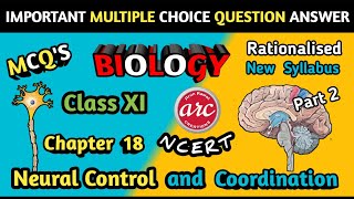 Chapter 18 Class 11 Biology Neural Control and Coordination11 MCQS NCERT New Rationalised Syllabus [upl. by Trixy]