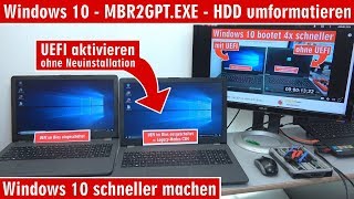 Windows 10  mbr2gptexe  Windows 10 schneller machen  HDD SSD umformatieren  4K [upl. by Meingoldas]