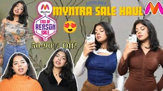 MYNTRA EOR SAUL HAUL 😍 UPTO 90 OFF😨  COOLEST TRY ON HAUL [upl. by Kcajyllib]