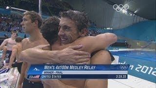 Michael Phelps Last Ever Race  USA Win Gold  London 2012 Olympics [upl. by Eleda]