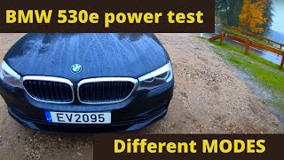 2018 BMW 530e power output in different driving modes can you be out of electric power 4K [upl. by Ecienaj352]