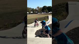 Saturday morning pump track Tap manual practice on the box bmx kinkbmx flyracing [upl. by Gibb825]