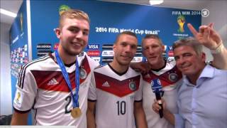 WM 2014 Finale Poldi amp Schweini geilstes Interview EVER dissen Mehmet Scholl J [upl. by Anavlis]