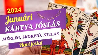 2024 JANUÁR havi kártyajóslás MérlegSkorpió Nyilas jóslás tarot cigánykártya csillagjegyek [upl. by Zachariah]