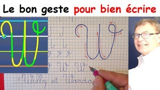 Ecriture cursive français au cp ce1 ce2  La lettre majuscule W [upl. by Jere424]