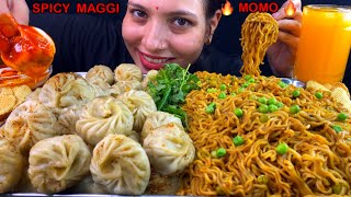 Eating Spicy🔥 Korean Style Maggi Masala Momo Mukbang Indian Street Food Eating Show  Asmr Mukbang [upl. by Kremer76]