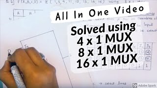 Implementation of boolean function using multiplexers  Hindi  One question with three types of mux [upl. by Michel680]