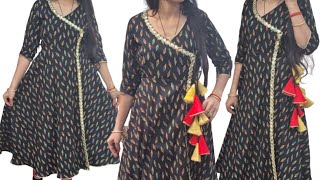 Angarkha pattern kurti cutting and stitchingAngarkha style umbrella kurti cutting and stitching [upl. by Karola]