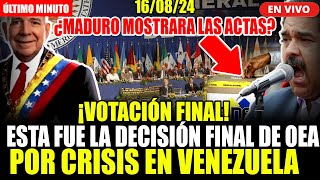 🔴¡URGENTE OEA DECISIÓN FINAL SOBRE CRISIS EN VENEZUELA [upl. by Scevour154]