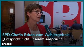 Saskia Esken SPDBundesvorsitzende zu den Wahlergebnissen in Thüringen und Sachsen am 01092024 [upl. by Francyne]