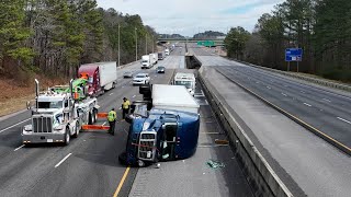 Icy Roads Semi Trucks and Vehicles Sliding And Crashing Birmingham AL [upl. by Aniled295]