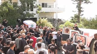 Hundreds attend funeral of two killed during Israeli drone strike in Lebanon [upl. by Gristede]