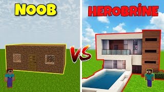 NOOB VS HEROBRİNE Ev Yapmak  Minecraft [upl. by Nanete]