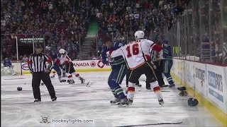 Flames vs Canucks line brawl Jan 18 2014 [upl. by Ennovehs]