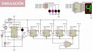 Contador de 0 a 9 con Flip Flop JK y Reset [upl. by Billye]