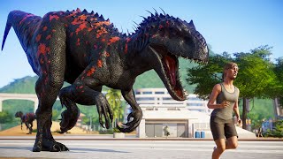 Indominus Rex Vs Indoraptor Breakout amp Fight  Jurassic World Evolution [upl. by Yuu480]